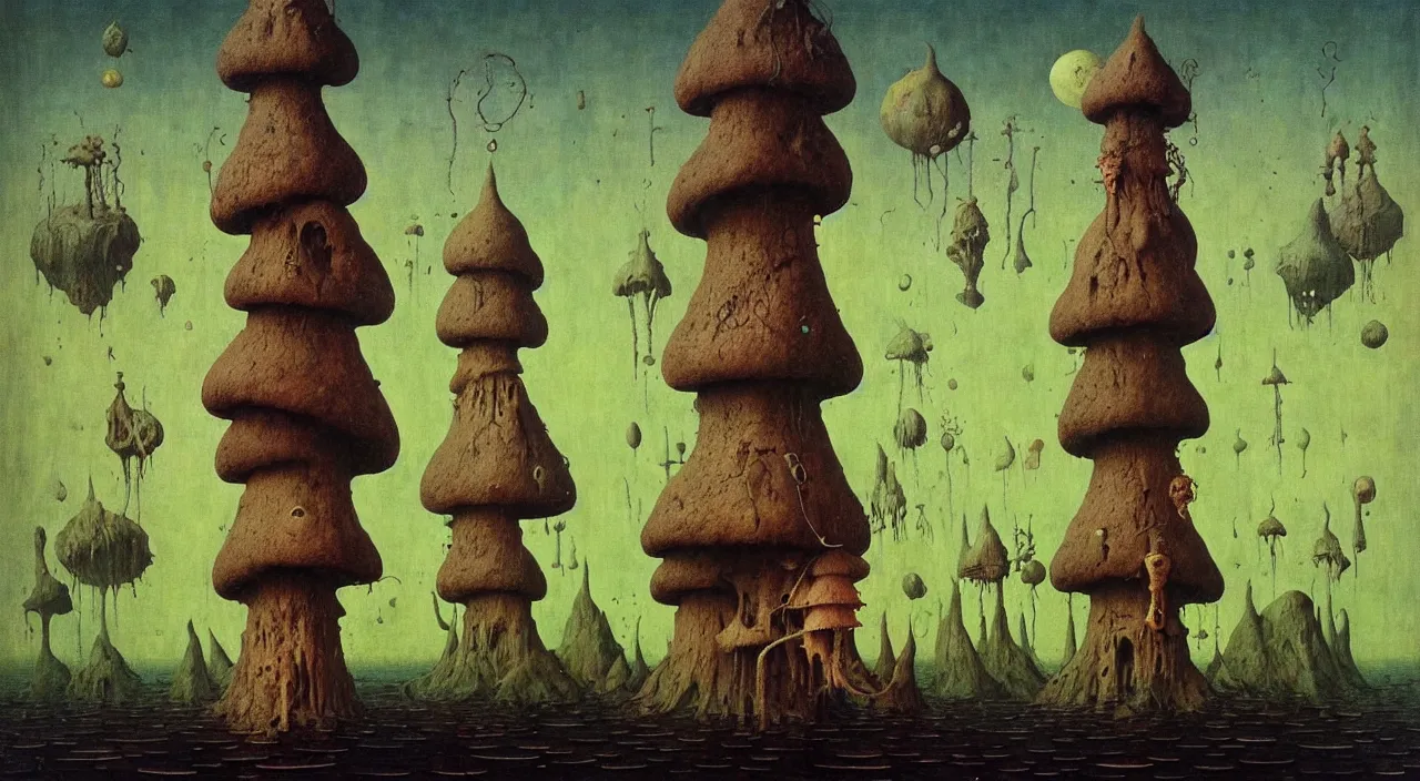 Prompt: single flooded simple!! ( lovecraftian ) toadstool tower anatomy, very coherent and colorful high contrast masterpiece by norman rockwell franz sedlacek hieronymus bosch dean ellis simon stalenhag rene magritte gediminas pranckevicius, dark shadows, sunny day, hard lighting
