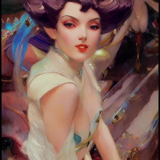 Image similar to detailed portrait of art deco anime princess, painting by gaston bussiere, craig mullins, j. c. leyendecker