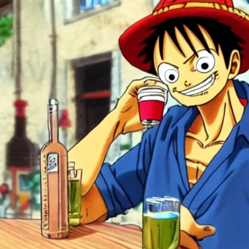 Image similar to Luffy drinking a pastis