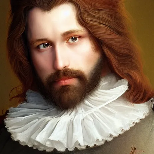 Prompt: an ultra detailed portrait of a handsome wizard with a goatee named james and a beautiful noblewoman with long brown hair named rachel, 8 k, baroque and luminist style, artstation, pixiv, by jacque - louis david