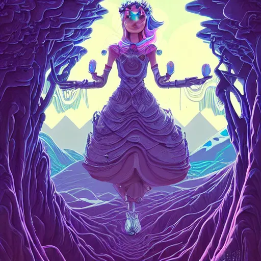 Prompt: ethereal cybernetic princess in the mountains, extremely detailed, sharp focus, wide view, full body shot, smooth, digital illustration, by lisa perrin!!!!, dan mumford, james jean, mcbess!!!!!!! by rossdraws, frank franzzeta, sakimichan