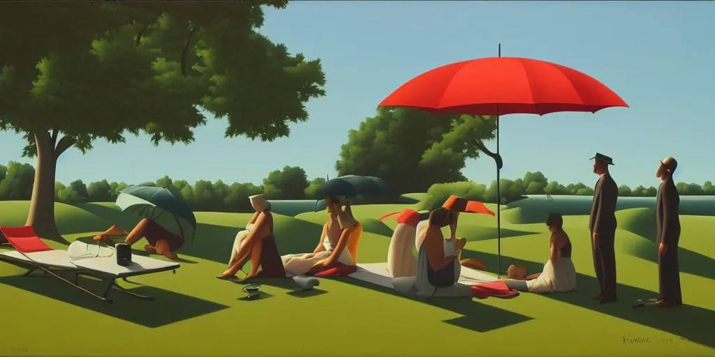 Image similar to umbrellas, summer evening, kenton nelson