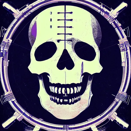 Image similar to album cover of a electronic group, skull head, album cover art, album cover