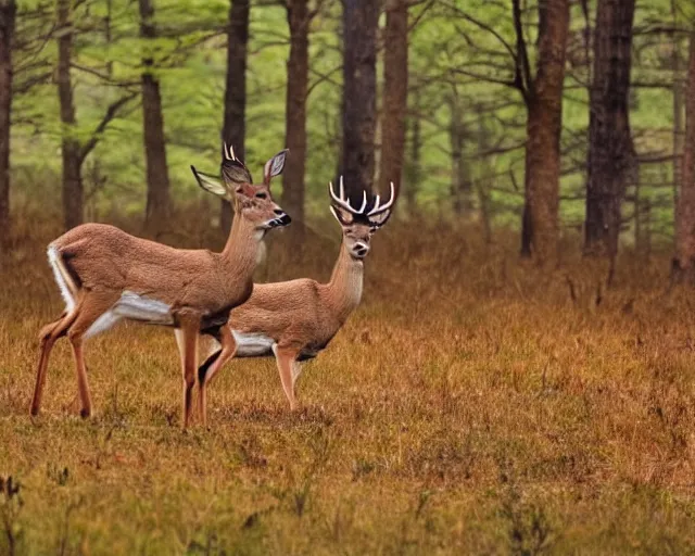 Image similar to a national geographic photo of deer that has red color skin in forest, f 2,0, telephoto, fine deatils