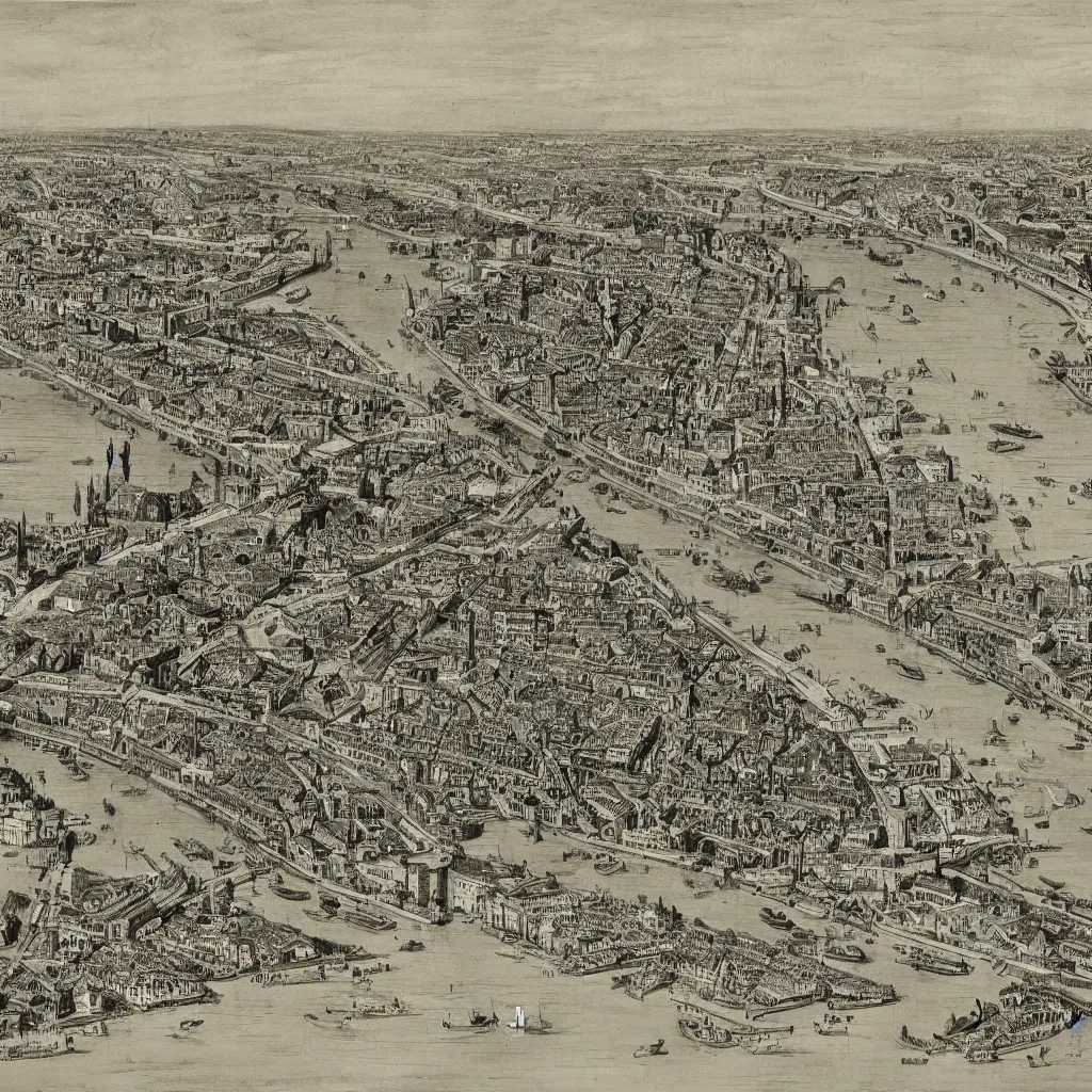 Prompt: the bridges of venice by piranesi, historic map, ancient venice map, composition, cinematic, rule, grid