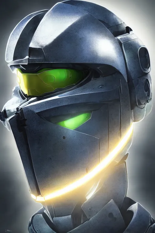 Image similar to robot ninja mask helmet halo master chief radiating a glowing aura global illumination ray tracing hdr fanart arstation by ian pesty and katarzyna da „ bek - chmiel