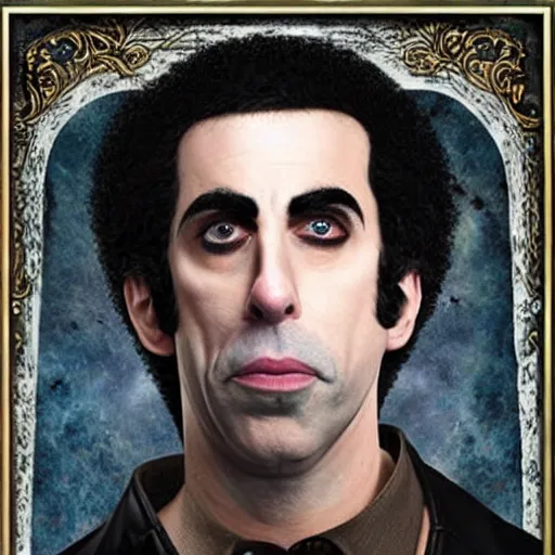 Prompt: epic d & d portrait of sacha baron cohen as michael meyers, gorgeous masterpiece art