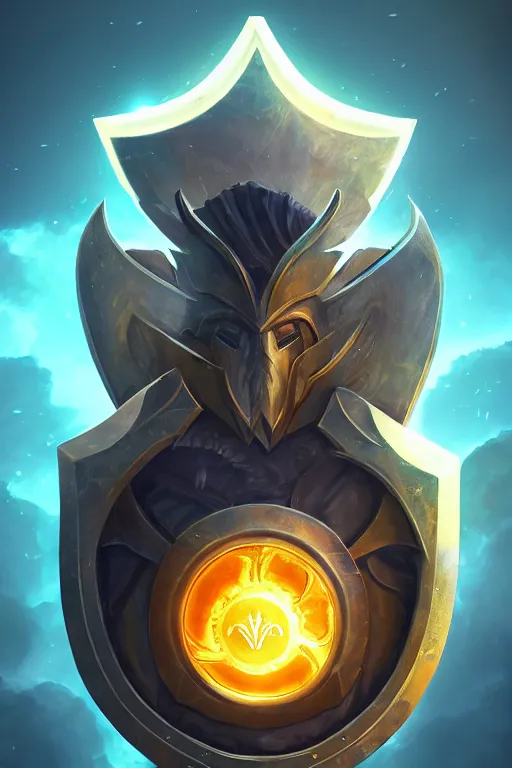 Image similar to shield fantasy epic legends game icon stylized digital illustration radiating a glowing aura global illumination ray tracing hdr fanart arstation by ian pesty and katarzyna da „ bek - chmiel