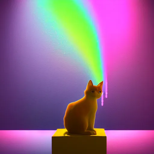 Prompt: 3d rainbow cat character by Beeple, different views