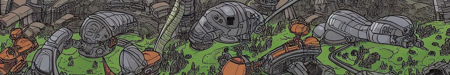 Image similar to an ultra detailed retro sci-fi cartoon alien fantasy landscape