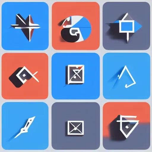 Prompt: a starter pack logo for a mobile game, up arrow, simple shapes, cartoon outlines, subtle shading