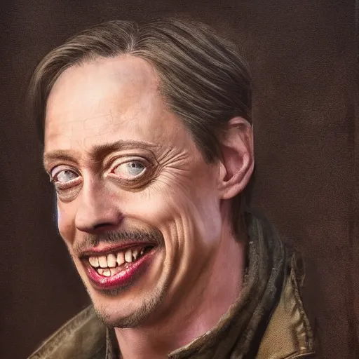 Image similar to hyperrealistic mixed media high resolution painting of a Steve Buscemi smiling in the civil war, stunning 3d render inspired art by István Sándorfi and Greg Rutkowski, perfect symmetry, dim volumetric lighting, 8k octane beautifully detailed render, post-processing, extremely hyper-detailed, intricate, epic composition, highly detailed attributes, highly detailed atmosphere, cinematic lighting, masterpiece, trending on artstation, very very detailed, masterpiece, stunning, flawless structure, lifelike texture, perfection,