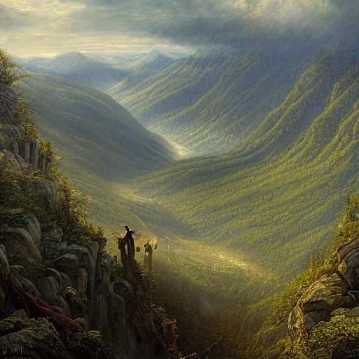 Prompt: a beautiful and highly detailed matte painting of the the appalachian mountains, intricate details, epic scale, insanely complex, 8 k, sharp focus, hyperrealism, very realistic, by caspar friedrich, greg rutowski, james gurney, zeen chin,