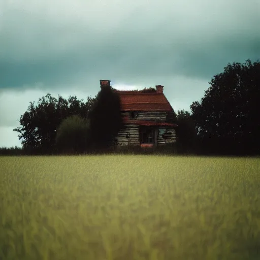 Image similar to portra 8 0 0 photography lonely house in a huge field