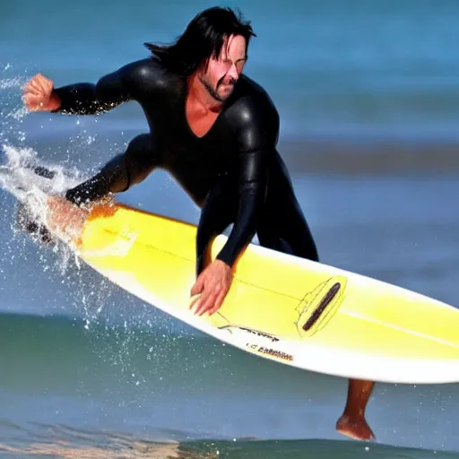 Image similar to 'keanu reeves surfing'