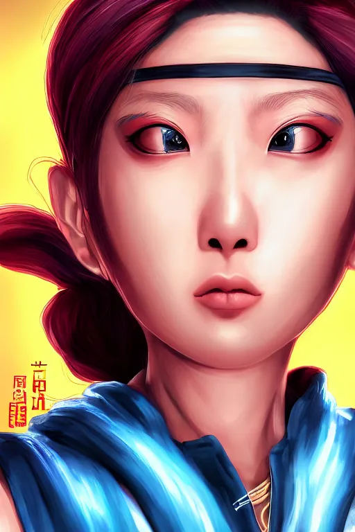 Prompt: Chun Lil , Street Fighter , pretty face, ultra detailed, digital art, 8k ,character ,realistic, portrait, hyperrealistic