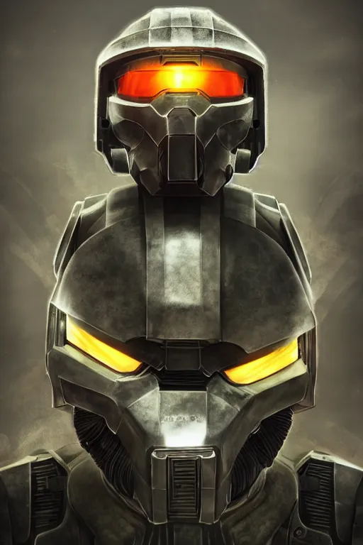 Image similar to robot ninja mask helmet halo master chief radiating a glowing aura global illumination ray tracing hdr fanart arstation by ian pesty and katarzyna da „ bek - chmiel