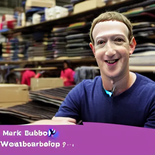 Image similar to mark zuckerberg working in sweatshop