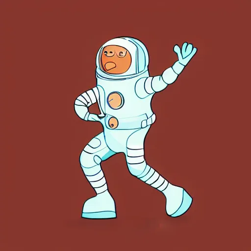 Image similar to quirky round man wearing a space suit full body no arms cartoon style