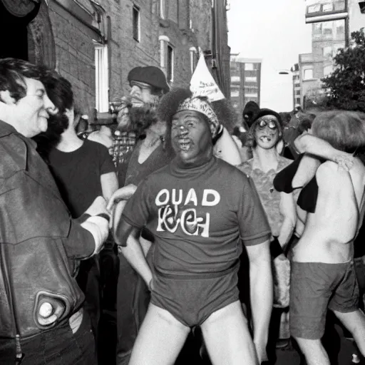 Prompt: clifford the big red dog at the stonewall riots in 1 9 6 9