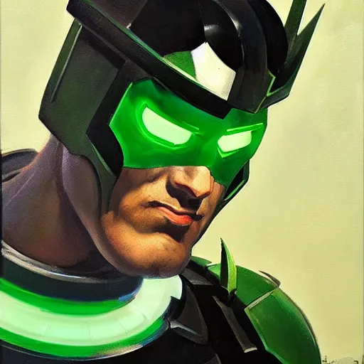 Image similar to greg manchess portrait painting of armored green lantern as overwatch character, medium shot, asymmetrical, profile picture, organic painting, sunny day, matte painting, bold shapes, hard edges, street art, trending on artstation, by huang guangjian and gil elvgren and sachin teng