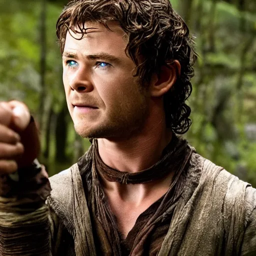 Image similar to chris hemsworth as frodo movie still