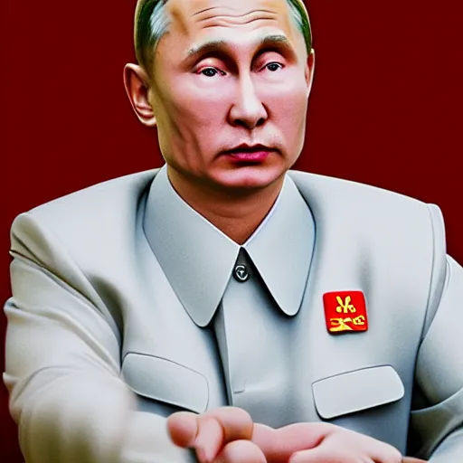 Image similar to sony 35mm photo of kim jong putin. highly detailed 8k, high quality