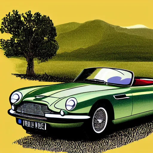 Image similar to illustration of a vintage aston martin