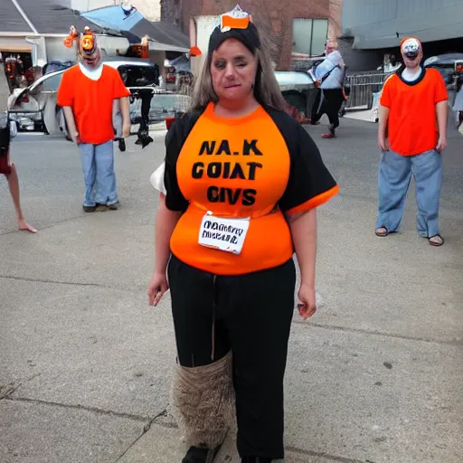 Image similar to chick dressed as an inmate