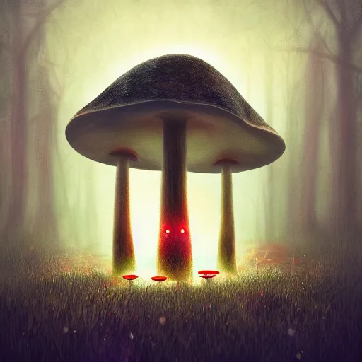 Prompt: mushroom cult, ritual, volumetric lighting, digital artwork, trending on art station, vignette, runic symbols, eerie