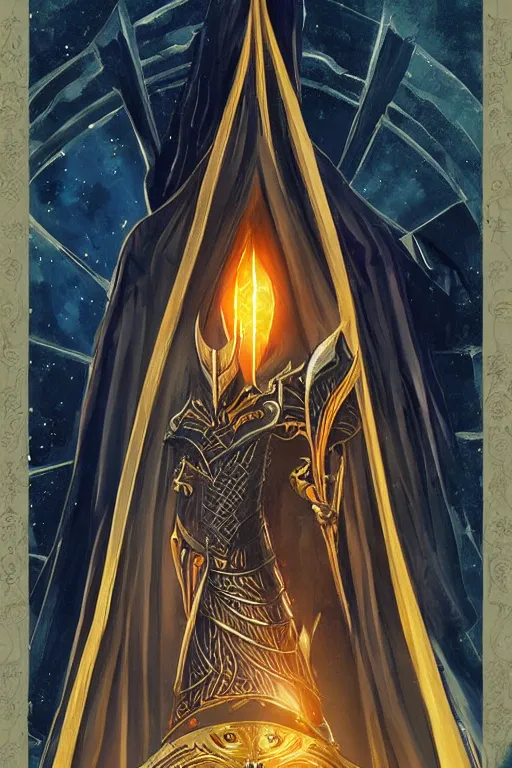 Image similar to tarot illustration of sauron as the tower by artstation