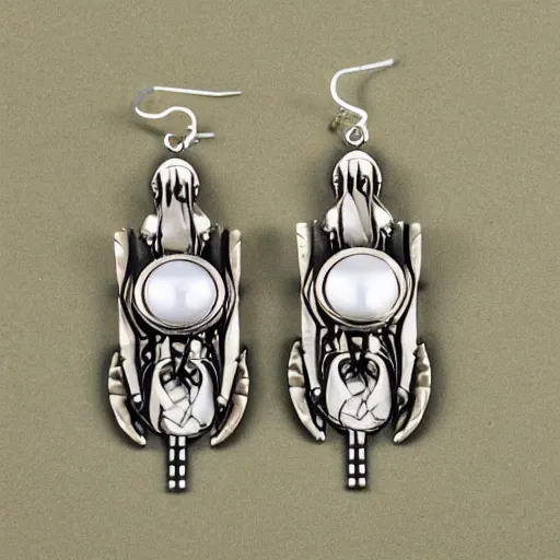 Image similar to gigers alien creature of prometheus artnouveau earrings