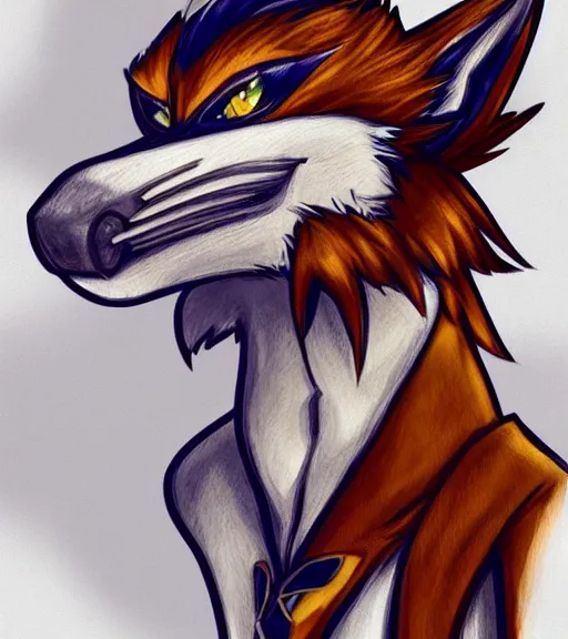 Image similar to expressive stylized master furry artist digital colored pencil painting full body portrait character study of the anthro male anthropomorphic sergal fursona animal person wearing clothes by master furry artist blotch