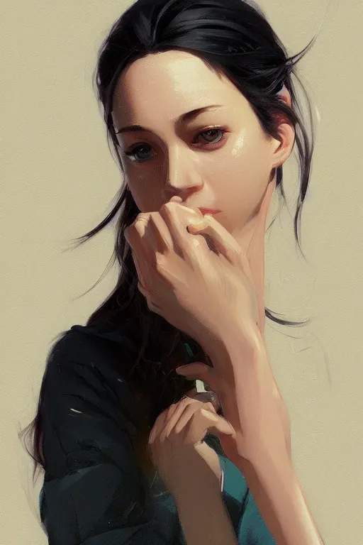 Prompt: a girl with her hands on her head, full shot, fine - face, realistic shaded perfect body, fine details. night setting. very anime style. realistic shaded lighting poster by ilya kuvshinov katsuhiro, magali villeneuve, artgerm, jeremy lipkin and michael garmash, rob rey and kentaro miura style, trending on art station