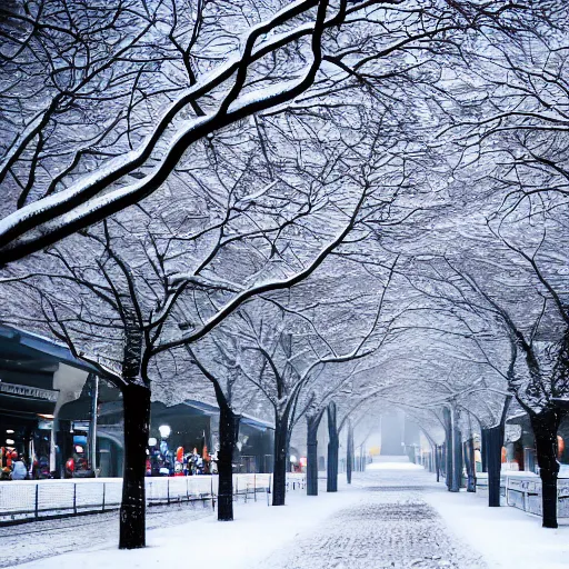 Image similar to sydney city scape, winter wonderland, snowfall, blizzard, inclement weather