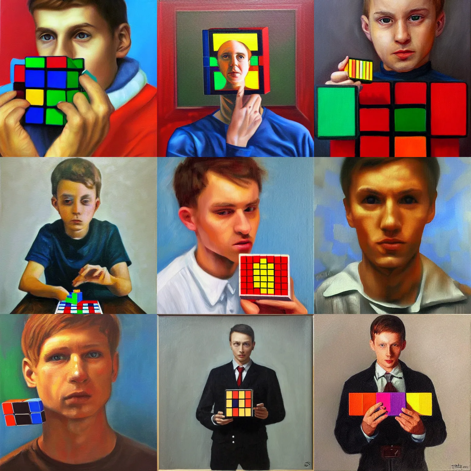a portrait of feliks zemdegs with a rubik's cube, Stable Diffusion