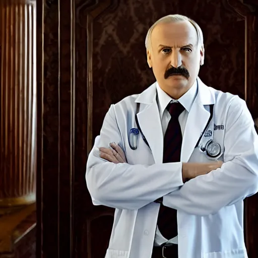 Image similar to Alexander Lukashenko as Dr. House, cinematic still