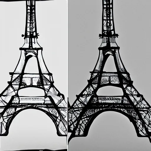 Image similar to spaceship shaped as the eiffel tower