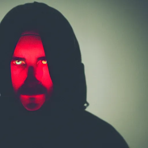 Image similar to a man with red glowing eyes