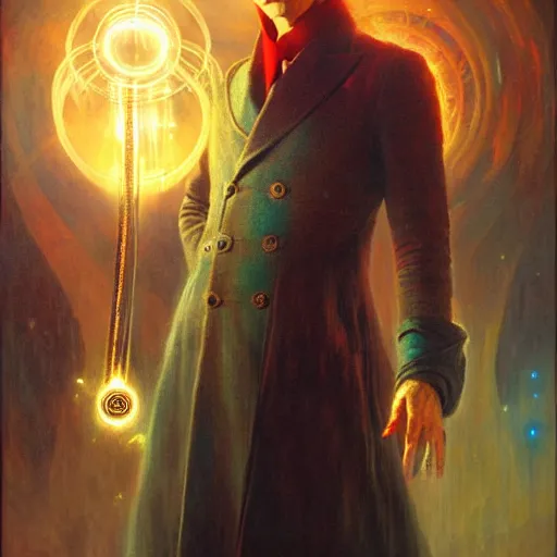 Image similar to david bowie as doctor who, radiant light, caustics, heroic, bright iridescent light, by gaston bussiere, bayard wu, greg rutkowski, maxim verehin