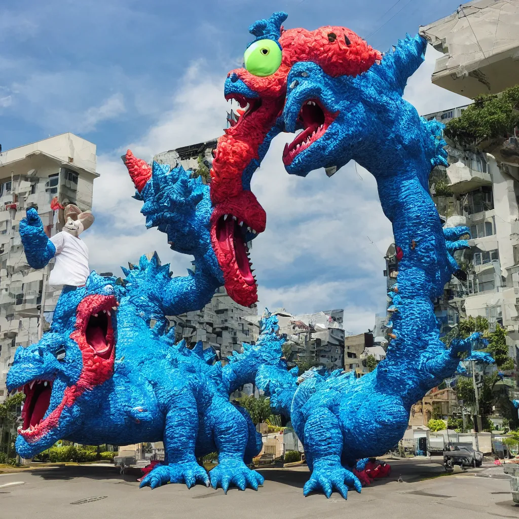 Image similar to wacky inflatable godzilla