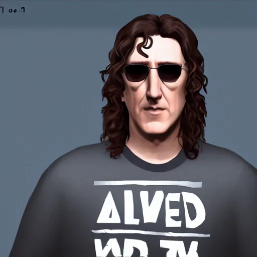 Prompt: weird al as a gtav character