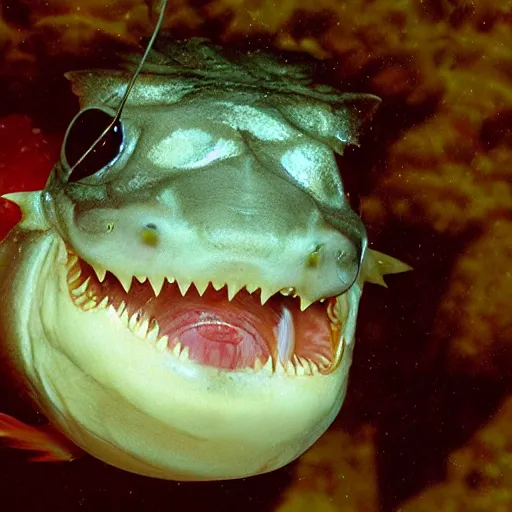 Image similar to angler fish laughing, photo