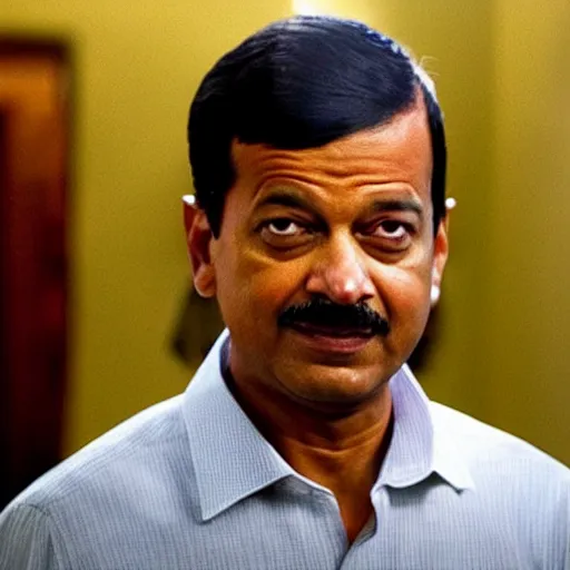 Prompt: arvind kejriwal appearing like mr beans in a portrair