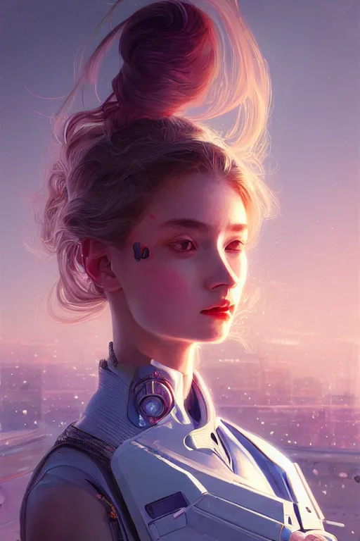 Image similar to portrait futuristic Airforce Girl, in future airport rooftop , ssci-fi, fantasy, intricate, very very beautiful, elegant, human anatomy, neon light, highly detailed, digital painting, artstation, concept art, smooth, sharp focus, illustration, art by tian zi and WLOP and alphonse mucha