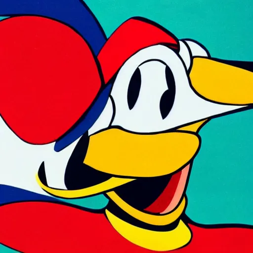 Prompt: modern abstract minimalist art of Donald Duck