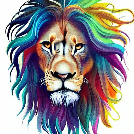 Image similar to a lion and unicorn hybrid