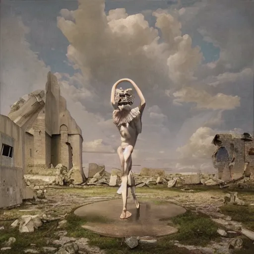 Image similar to hyperrealistic surrealism, David Friedrich, award winning masterpiece with incredible details, Zhang Kechun, a surreal vaporwave vaporwave vaporwave vaporwave vaporwave painting by Thomas Cole of a gigantic broken mannequin head sculpture in ruins, astronaut lost in liminal space, highly detailed, trending on ArtStation