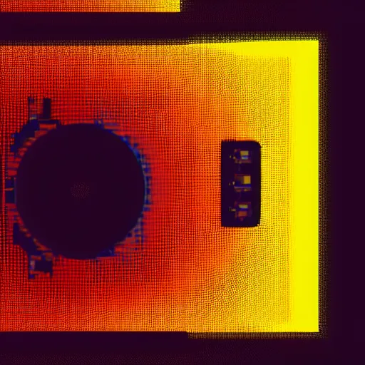 Prompt: closeup of a glitchy desktop monitor. yellow background. illustration, artstation.