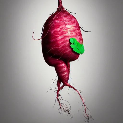Image similar to hybrid of daniel radcliffe and a radish, film still, red skin, leaf ears, seeds, 8 k, trending on artstation